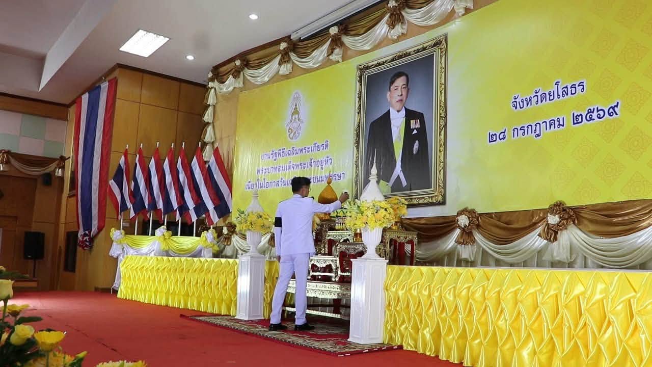 title - ส.ป.ก.ยโสธร ร่วมพิธีเจริญพระพุทธมนต์ อธิษฐานภาวนาขอพรและทำบุญตักบาตรเพื่อถวายเป็นพระราชกุศล แด่พระบาทสมเด็จพระเจ้าอยู่หัว เนื่องในโอกาสวันเฉลิมพระชนมพรรษา และประกอบพิธีถวายสัตย์ปฏิญาณ เพื่อเป็นข้าราชการที่ดี